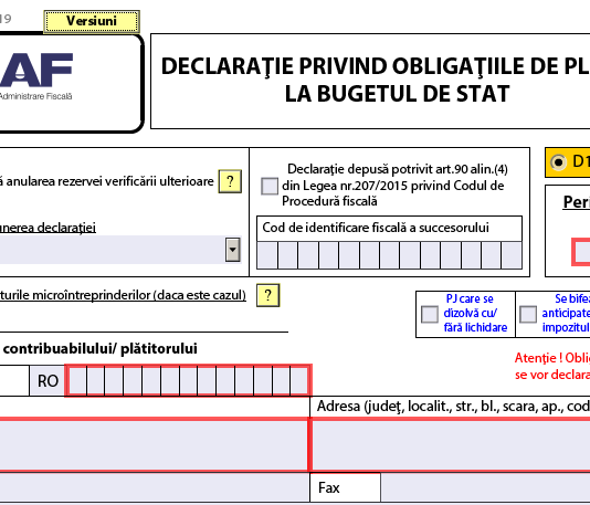 Declarația 100 – ANAF a publicat pe site PDF-ul inteligent valabil pentru 2019 (vers. A 3.0.0)