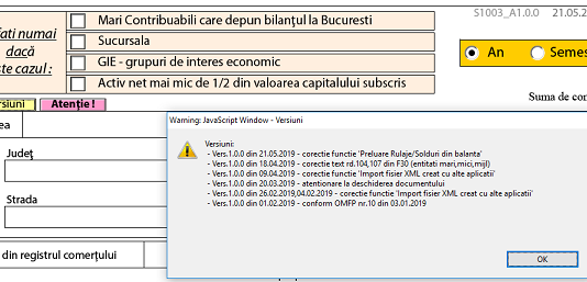 Bilanț contabil anual la 31.12.2018 – actualizare noua azi, 21.05.2019, la PDF-ul inteligent necesar pentru generarea formularelor