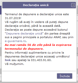 NOU – numărătoare inversă pe site-ul ANAF, cu privire la termenul de depunere al Declarației Unice