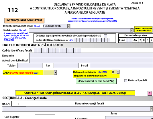 Declarația 112 (ANAF 2020) – actualizare nouă săptămâna aceasta, la PDF-ul inteligent (vers. A 7.2.2)