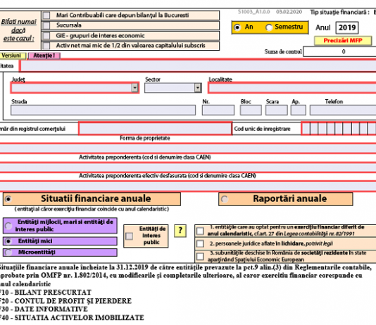 Bilanț contabil anual la 31.12.2019 – ANAF a publicat PDF-ul inteligent necesar pentru generarea formularelor în 2020