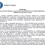 INFORMARE ITM – privind prevenirea infecției în situația deplasărilor pentru îndeplinirea sarcinilor de muncă