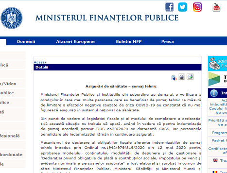 MFP (asigurări de sănătate – șomaj tehnic) – situația în care angajații nu figurează asigurați în sistemul național de sănătate NU TREBUIA SA APARĂ