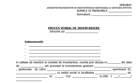 Proces-Verbal rezultate inventariere anuala la 31.12.2021 – model necesar la dosar (util, gratuit și editabil)