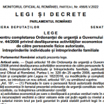 Legea nr. 125/2022 – vechimea la persoanele fizice autorizate, întreprinderile individuale și întreprinderile familiale