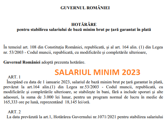 ULTIMA ORĂ – salariul minim majorat la 3.000 lei lunar, începând cu luna ianuarie 2023 (proiect)