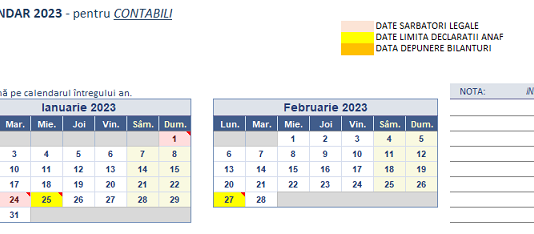 Calendarul Contabilului 2023 – fișier util pentru colegi (editabil, gratuit, orientativ)