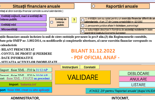 Bilanț contabil anual la 31.12.2022 – ANAF a publicat PDF-ul inteligent necesar pentru generarea formularelor în 2023 (NEWS)