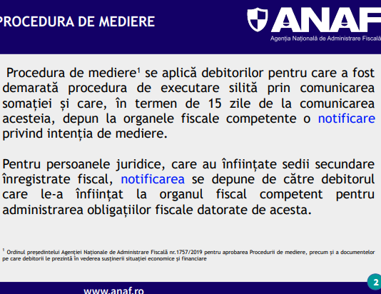 Broșura privind procedura de mediere (2023) – material oficial de la ANAF