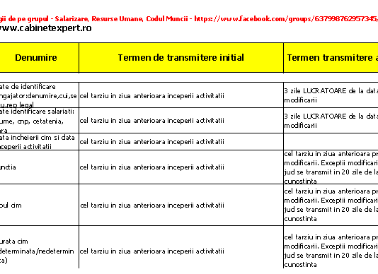 Termene legale REVISAL (valabile pentru 2023) – pentru transmitere inițială (CIM nou), dar și pentru modificări (AA, etc.)