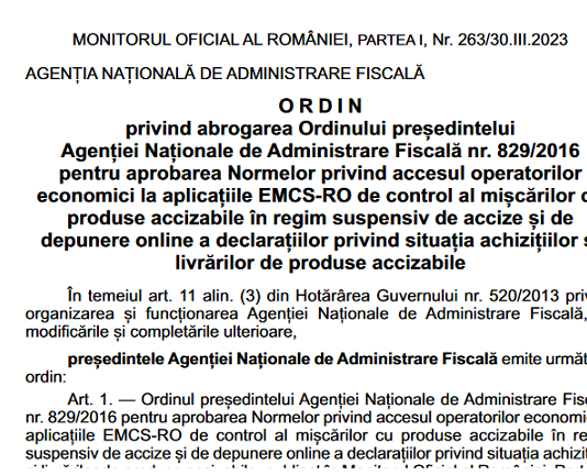 OPANAF nr. 359/2023 si OPANAF nr. 369/2023 – modificări noi in domeniul produselor accizabile