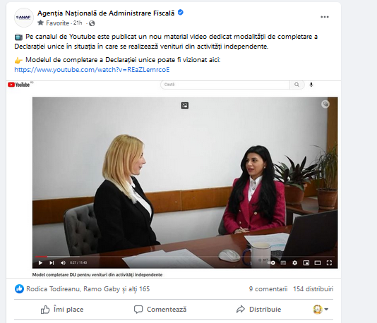 ANAF (video oficial 2023) – model completare Declarația Unică (D 212) pentru venituri din activități independente