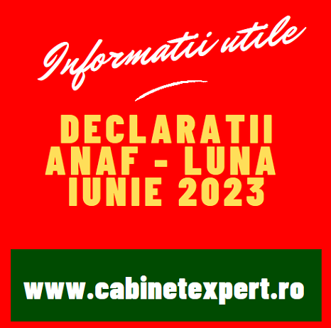 Declarații fiscale cu termen limită de depunere în luna IUNIE 2023 – declarații/obligații fiscale pentru luna 05.2023, termen D 100 si D 101 (an 2022)