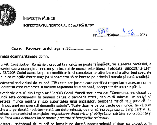 ITM (oficial) – info 2023 cu privire la CIM, evidentă ore de lucru, C.O., delegare, detașare, etc. (Codul Muncii)