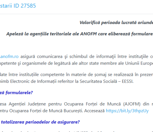 Valorifică perioada lucrată oriunde în UE/SEE – apelează la agențiile teritoriale ale ANOFM care eliberează formularele europene (U1, U2, E 302)