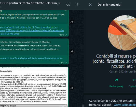 NEWS – suntem prezenți si pe WhatsApp Channels. Abonează-te acolo pentru exclusivități contabil-fiscale …