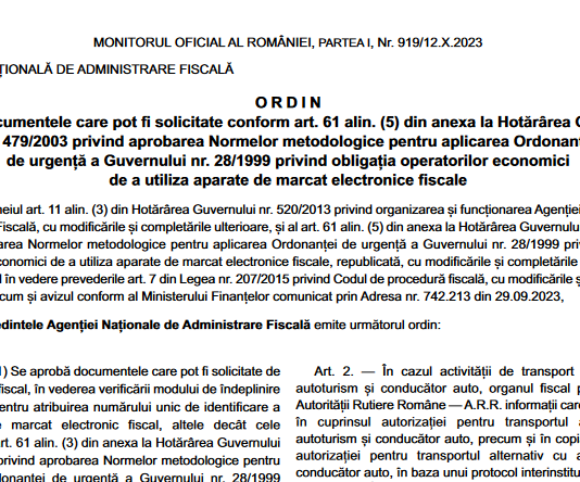 OPANAF nr. 1612/2023 – noi modificări in domeniul aparatelor de marcat electronice fiscale (documente verificare NUI)