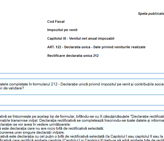 Rectificare Declarația Unică (Formular 212) – răspuns oficial de la ANAF (informații actualizate)