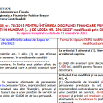 Tabel comparativ – modificări aduse Legii nr. 70/2015 pentru întărirea disciplinei financiare privind operațiunile de încasări și plăti în numerar(…) de Legea nr. 296/2023 modificată prin OUG nr. 98/2023