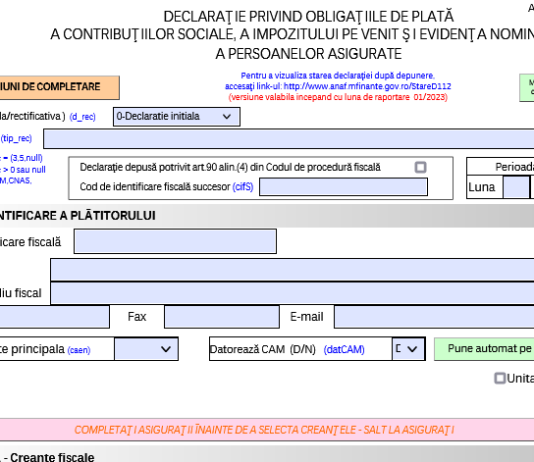 Declarația 112 (2022) – ANAF a actualizat azi, PDF-ul inteligent oficial (corecție plafon concedii medicale, actualizare salariu minim)