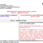 ANAF (tabel comparativ oficial) – modificări aduse Codului Fiscal de OUG nr. 115/2023 – la „Titlul IV – Impozitul pe venit”