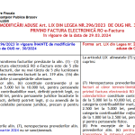 ANAF – modificări aduse art. LIX din Legea nr. 296/2023 de OUG nr. 30/2024 privind factura electronică RO e-Factura (tabel comparativ)