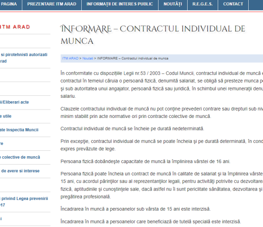 INFORMARE (oficial ITM 2024) – contractul individual de munca