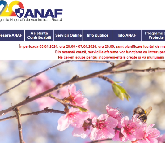 ATENTIE – mentenanță ale sistemelor informatice ale MF-ANAF, in perioada 05.04.2024 – 07.04.2024 (întreruperi parțiale sau totale)