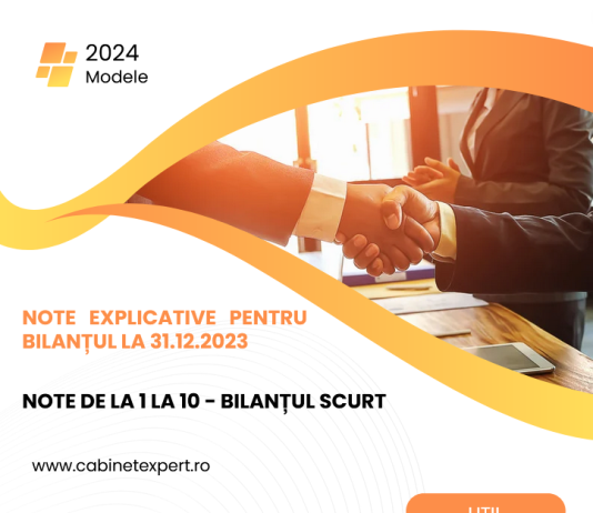 Note explicative pentru bilanțul la 31.12.2023 (note de la 1 la 10 – BILANȚUL SCURT) – modele actualizate la nivelul anului 2024