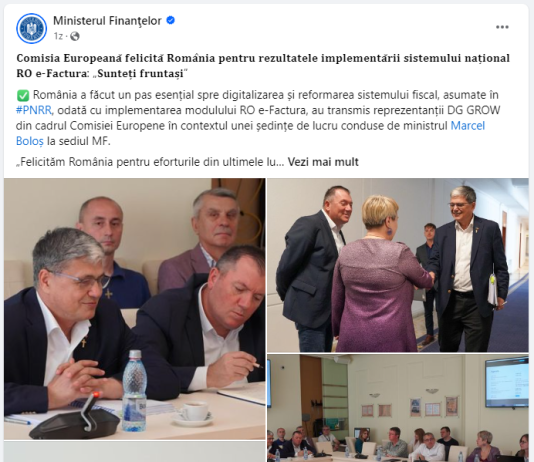MF – Comisia Europeană felicită România pentru rezultatele implementării sistemului național RO e-Factura: „Sunteți fruntași”