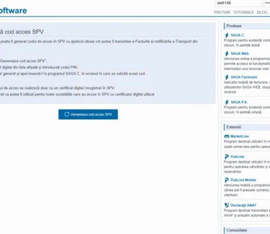 Generare Cod de Acces SPV și eTransport cu Certificate Digitale Calificate în Cloud emise de Transsped – pentru aplicația SAGA
