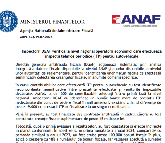 NEWS – inspectorii DGAF verifică la nivel național operatorii economici care efectuează inspecții tehnice periodice (ITP) pentru autovehicule