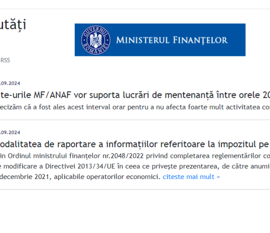 ATENTIE – site-urile MF/ANAF vor suporta lucrări de mentenanță între orele 20:00-02:00 (oficial)