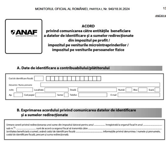 OPANAF nr. 6228/2024 – procedura informare ONG (sume redirecționate din impozitul datorat)