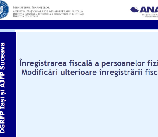 Înregistrarea fiscală a persoanelor fizice, modificări ulterioare înregistrării fiscale, etc. – oficial ANAF