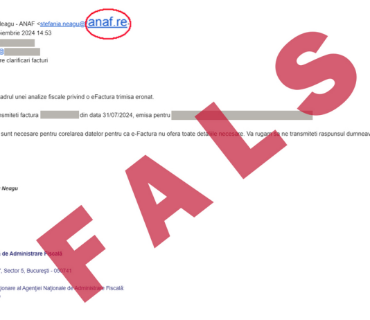 NEWS – ANAF avertizează cu privire la noi mesaje false transmise în numele instituției (22.11.2024)