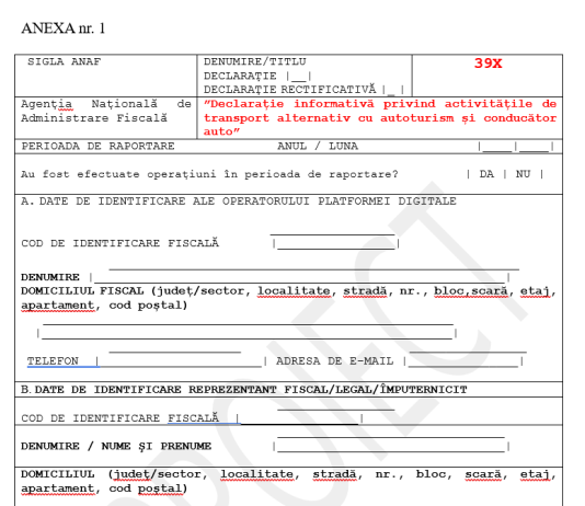 NEWS – va apărea o nouă Declarație informativă 39X (privind activitatea de transport alternativ – Uber, Bolt, BlackCab, etc.)