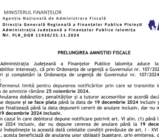 PRELUNGIREA AMNISTIEI FISCALE – atentie la termene (oficial ANAF)