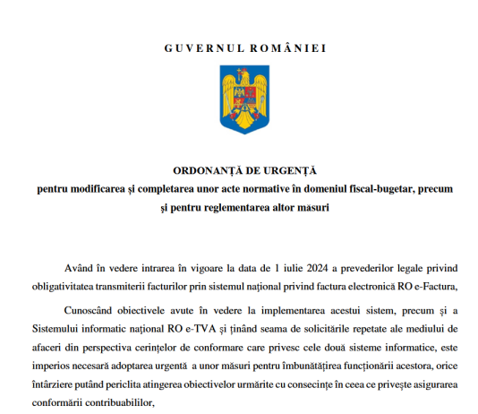NEWS (obligații noi) – inscriere coduri CPV pe facturi, RO e-Factura pentru facturile simplificate, amânare până la data de 1 iulie 2025 pentru ”Notificarea de conformare RO e-TVA”, modificari CF