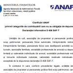 Clarificări ANAF – privind categoriile de contribuabili care nu au obligația de depunere a Declarației informative D 406 (SAF-T)