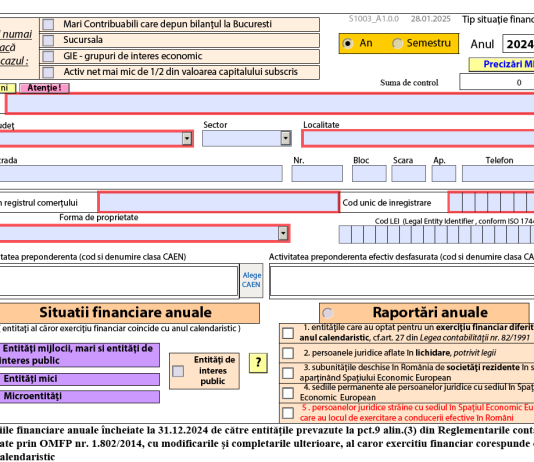 Bilanț contabil anual la 31.12.2024 – ANAF a publicat PDF-ul inteligent necesar pentru generarea formularelor în 2025 (NOU)