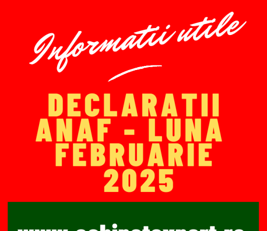 Declarații fiscale cu termen limită de depunere în luna FEBRUARIE 2025 – declarații/obligații fiscale pentru luna 01.2025 si anuale 2024 (info)