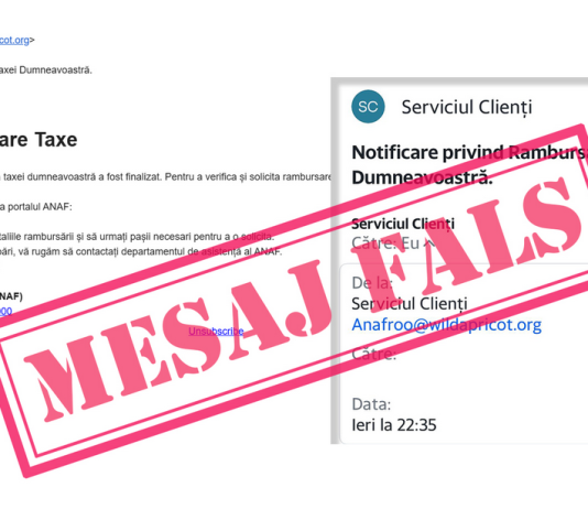 Atenție – un nou val de e-mailuri false în numele ANAF !