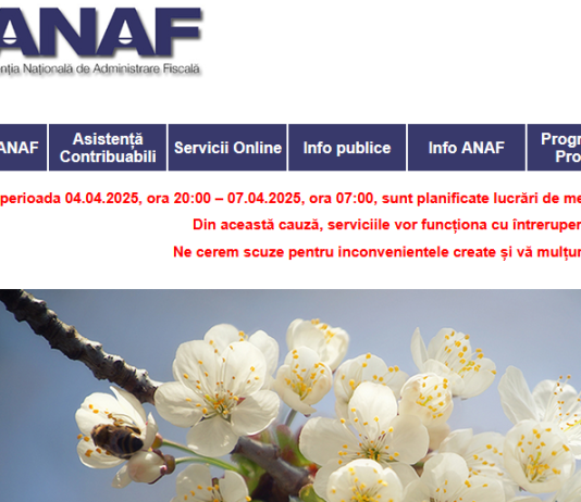 ATENTIE – sistemele informatice ale ANAF/MF vor suporta lucrări de mentenanță in perioada 04.04.2025 – 07.04.2025