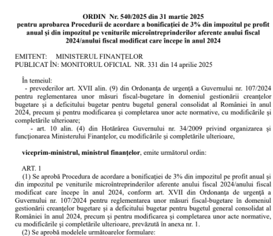 Procedura de acordare a bonificației de 3% pentru bunii platnici – precizări oficiale ANAF