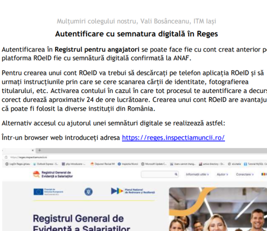 ITM (oficial) – ghid complet de autentificare cu semnătură digitală în noua aplicație REGES-ONLINE