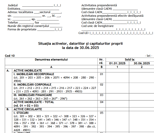 Raportarea contabilă la 30 iunie 2025 a operatorilor economici – MF a postat proiectul de ordin