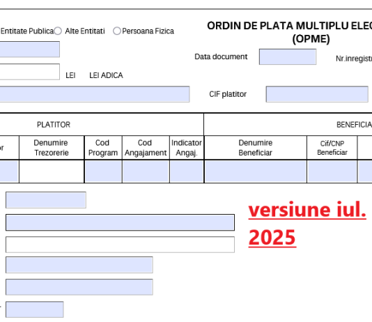 F 1129 (ANAF) – PDF-ul inteligent pentru generare OPME a fost actualizat recent de ANAF (vers. V.2.0.39 din luna 07.2025)