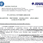 ANAF (reamintire prevederi legale – după 01.07.2025) – obligații noi in Sistemul național privind factura electronică RO e-Factura