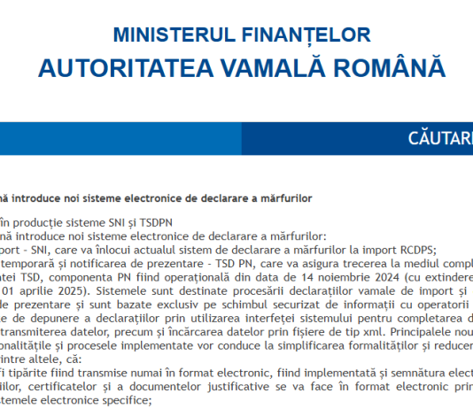 NEWS – Autoritatea Vamală Română introduce noi sisteme electronice de declarare a mărfurilor (începând cu 01.08.2025)